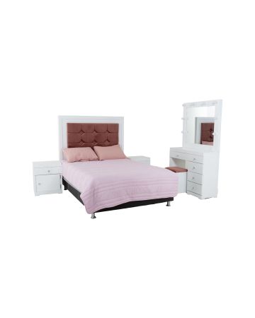RECAMARA JENIFFER MATRIMONIAL BLANCA DE 5 PZS TOCADOR TIPO VANITY  
