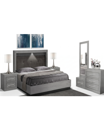 Recámara Completa King Size Aurora 5 piezas - Color Gris