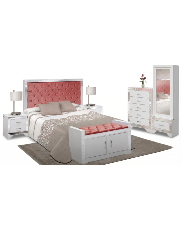 Recámara Completa King Size Cristal 6 piezas - Color Blanco