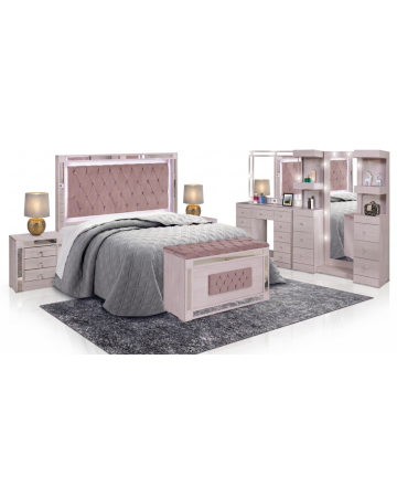 Recámara Completa King Size Melany 6 piezas - Color Rosa